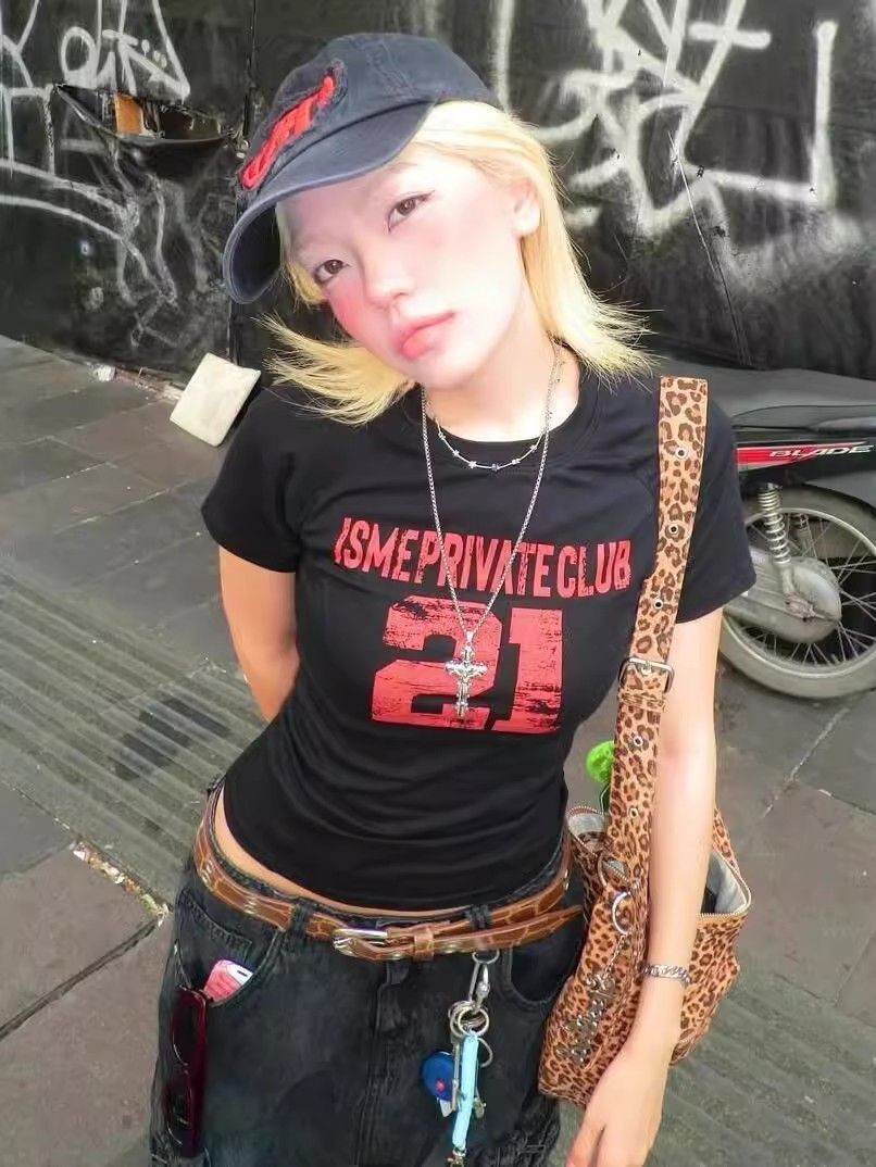 【1*1纯棉 常规款】印花正肩常规短袖 高弹力新款夏季修身显