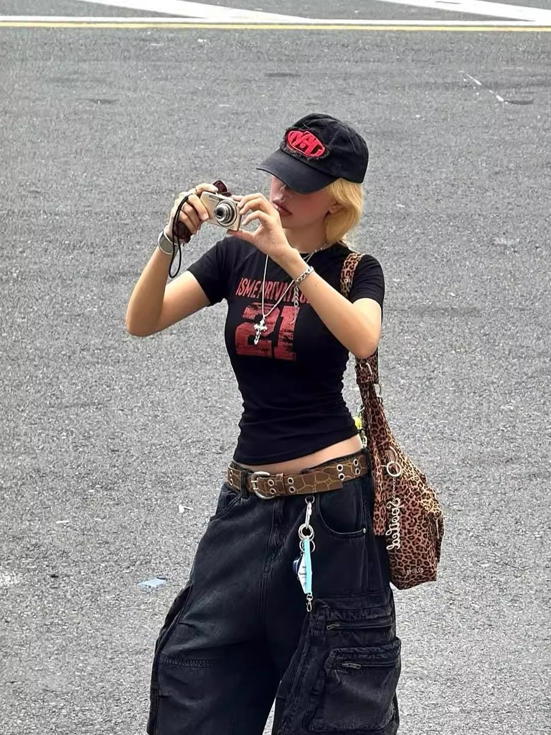 【1*1纯棉 常规款】印花正肩常规短袖 高弹力新款夏季修身显