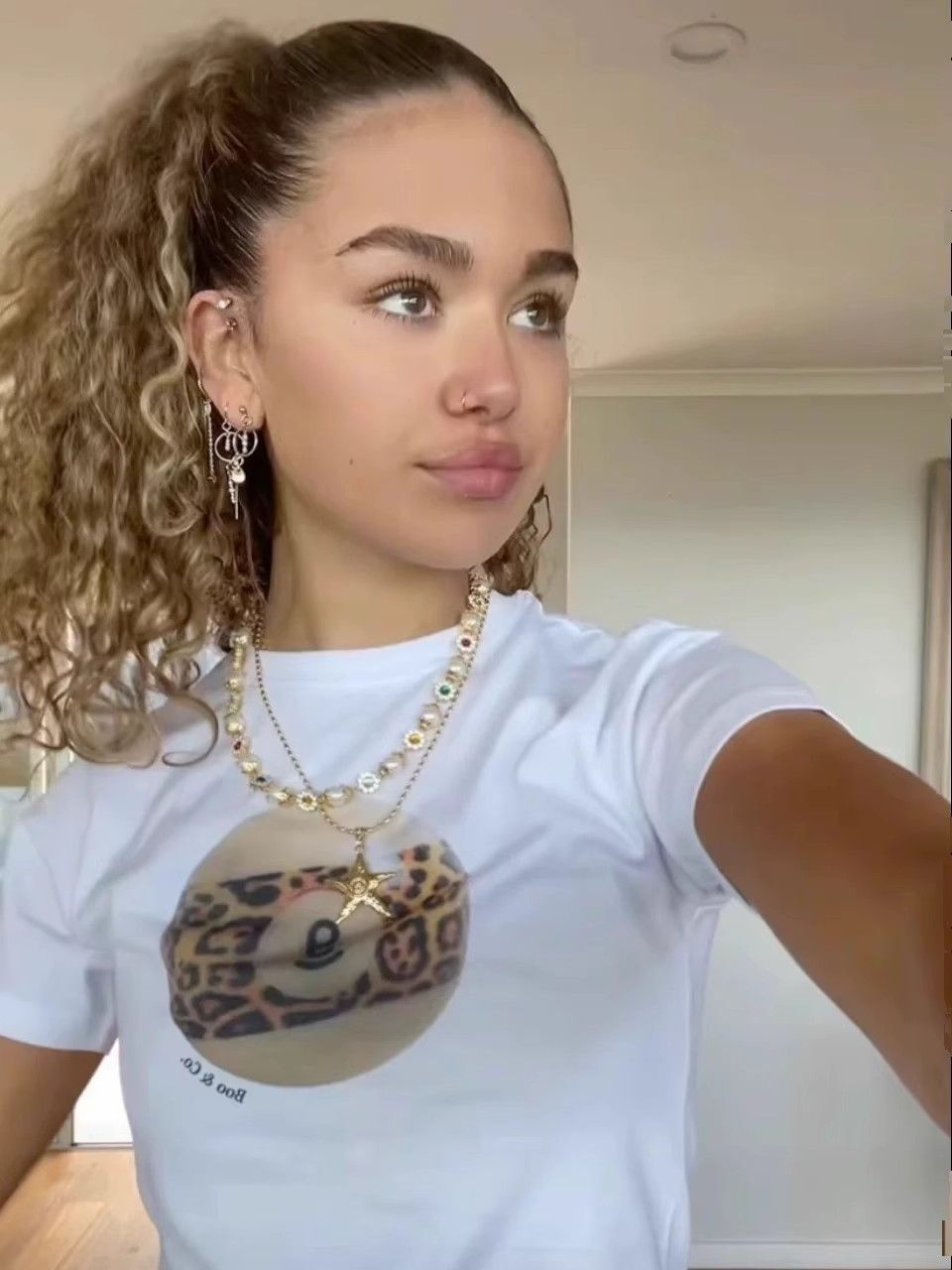 【1*1纯棉 常规款】印花正肩常规短袖 高弹力新款夏季修身显