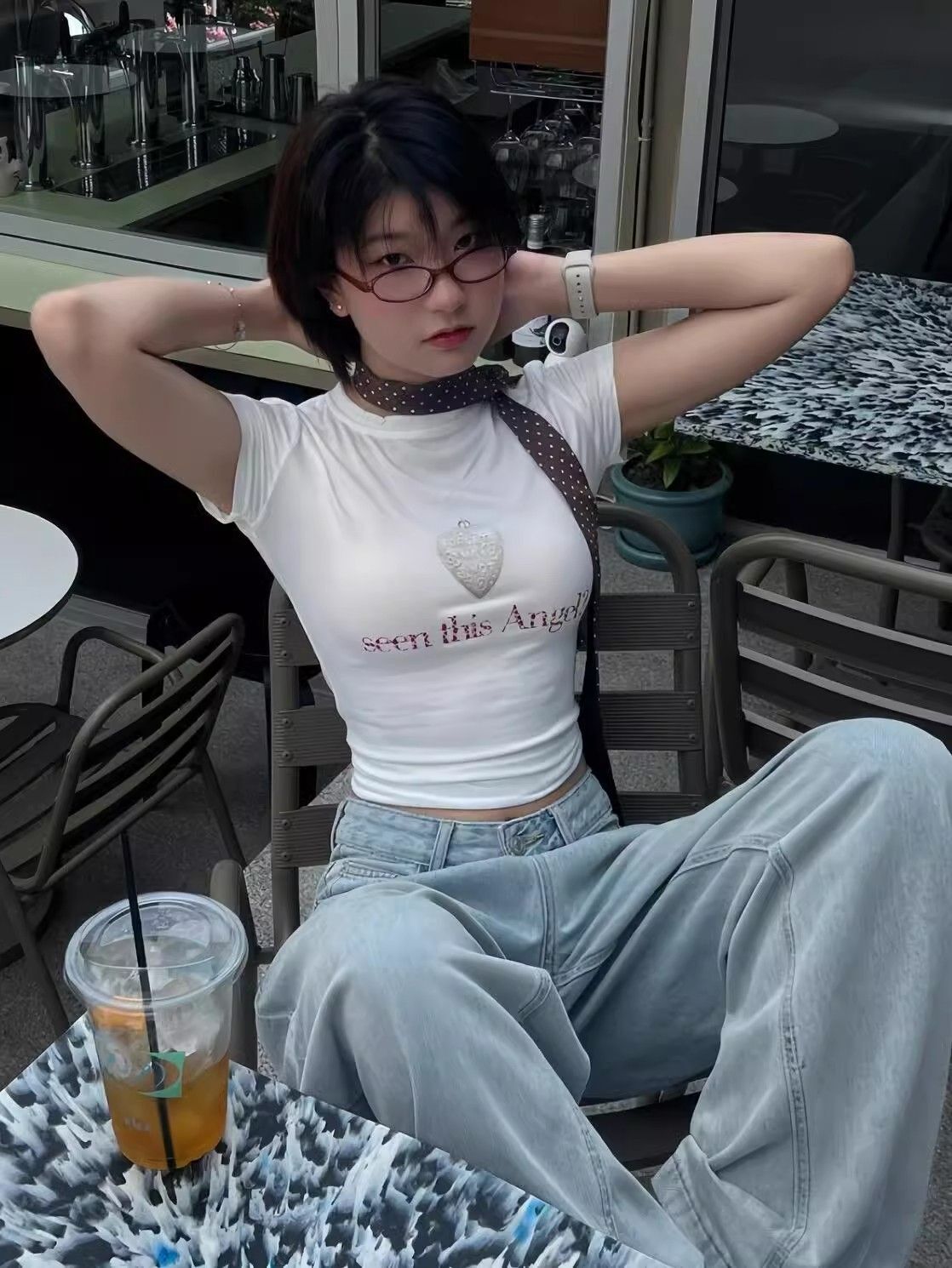 【1*1纯棉 常规款】印花正肩常规短袖 高弹力新款夏季修身显