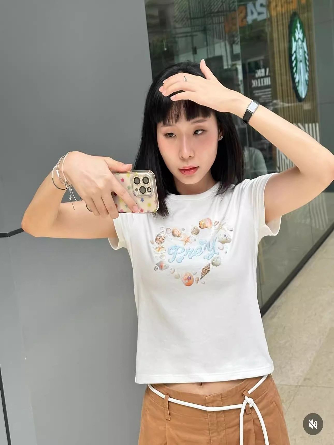 【1*1纯棉 常规款】印花正肩常规短袖 高弹力新款夏季修身显