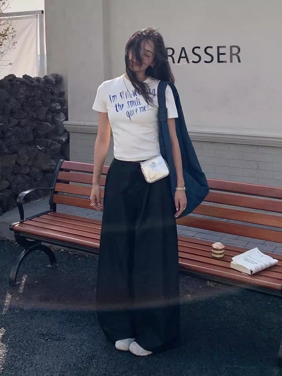 【1*1纯棉 常规款】印花正肩常规短袖 高弹力新款夏季修身显