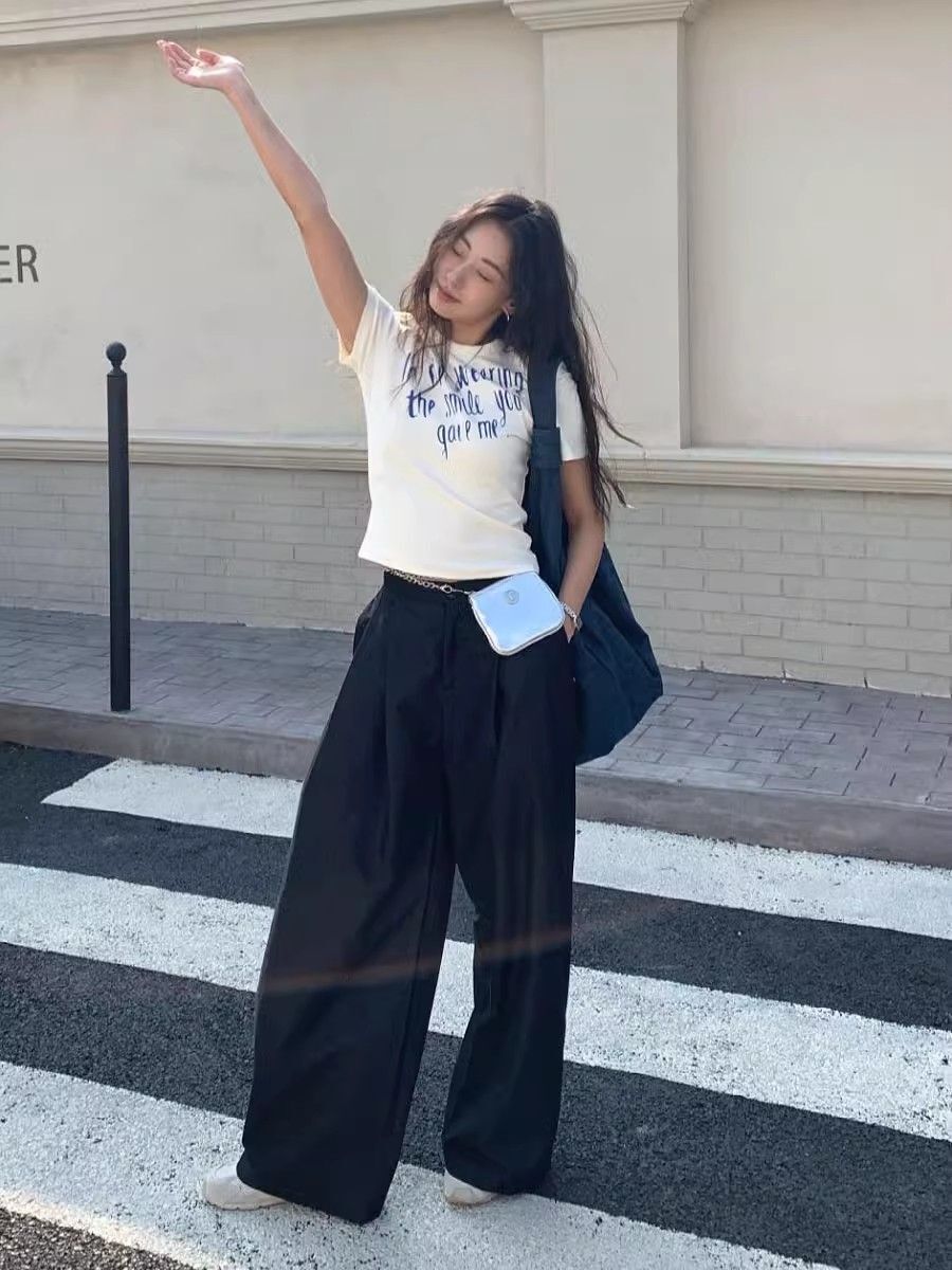 【1*1纯棉 常规款】印花正肩常规短袖 高弹力新款夏季修身显