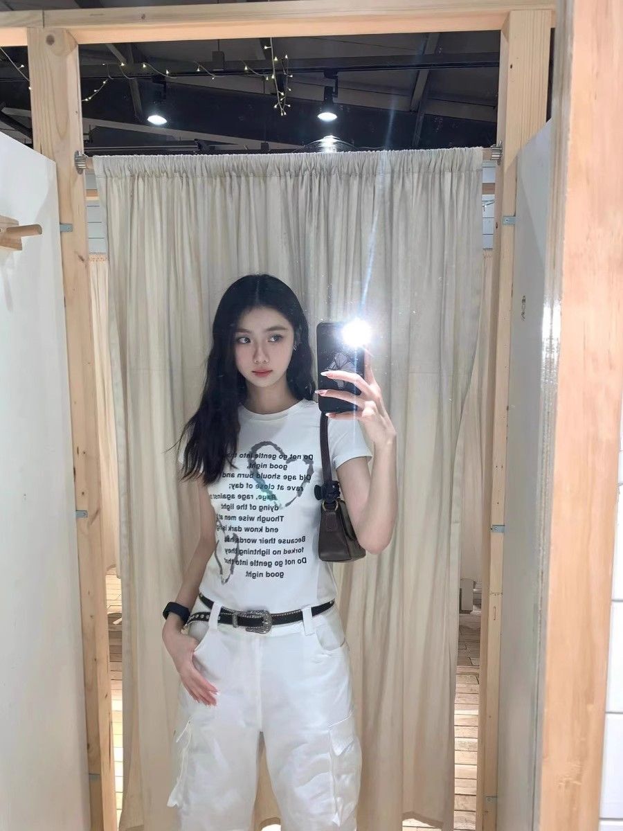 【1*1纯棉 常规款】印花正肩常规短袖 高弹力新款夏季修身显