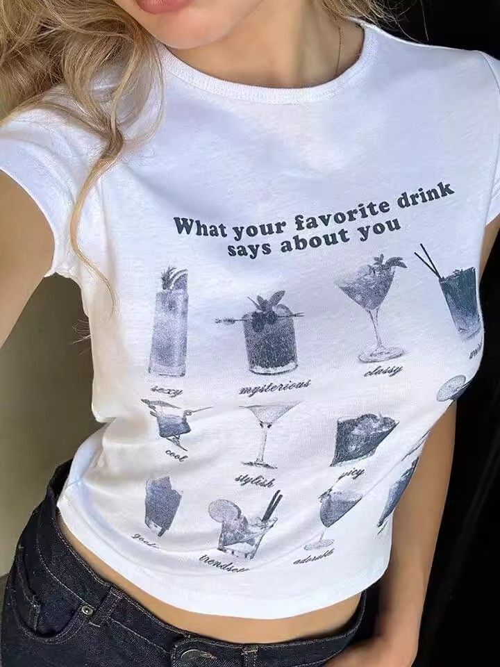 【1*1纯棉 常规款】印花正肩常规短袖 高弹力新款夏季修身显