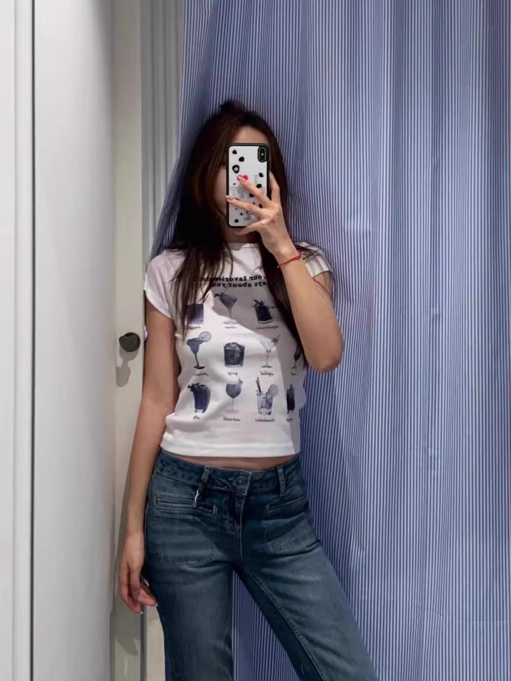 【1*1纯棉 常规款】印花正肩常规短袖 高弹力新款夏季修身显