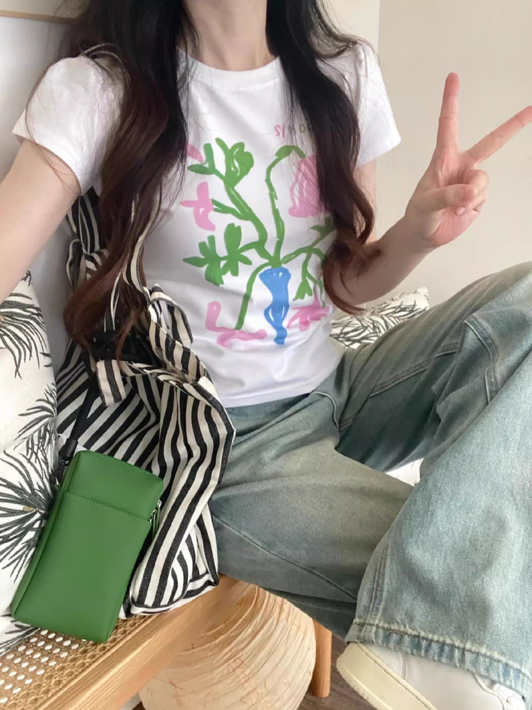 【1*1纯棉 常规款】印花正肩常规短袖 高弹力新款夏季修身显 【1*1纯棉 常规款】印花正肩常规短袖 高弹力新款夏季修身显