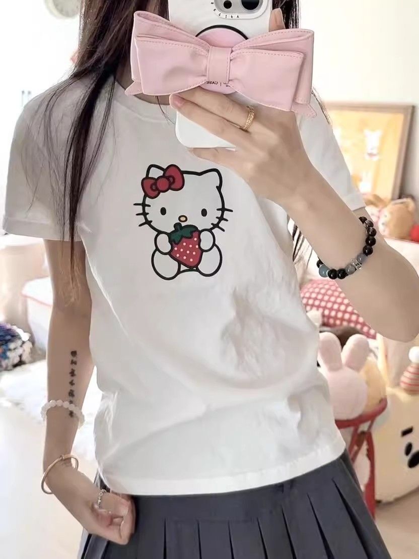 【1*1纯棉 常规款】印花正肩常规短袖 高弹力新款夏季修身显 【1*1纯棉 常规款】印花正肩常规短袖 高弹力新款夏季修身显