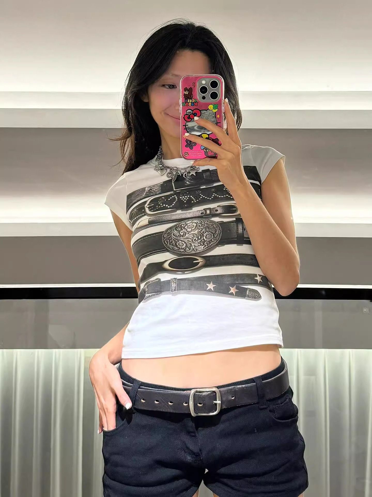 【1*1纯棉 常规款】印花正肩常规短袖 高弹力新款夏季修身显 【1*1纯棉 常规款】印花正肩常规短袖 高弹力新款夏季修身显