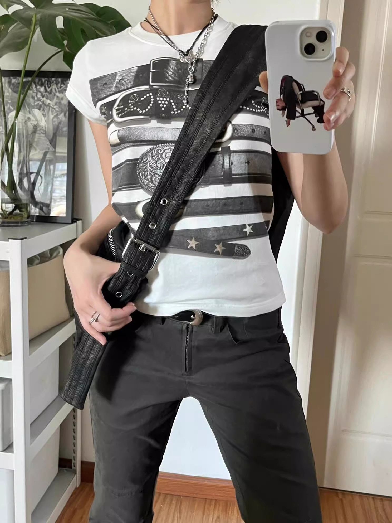 【1*1纯棉 常规款】印花正肩常规短袖 高弹力新款夏季修身显