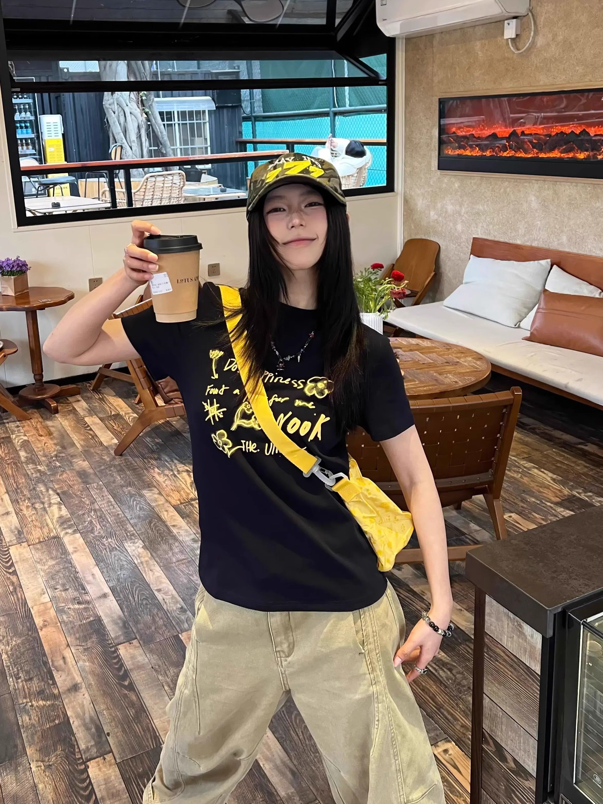 【1*1纯棉 常规款】印花正肩常规短袖 高弹力新款夏季修身显