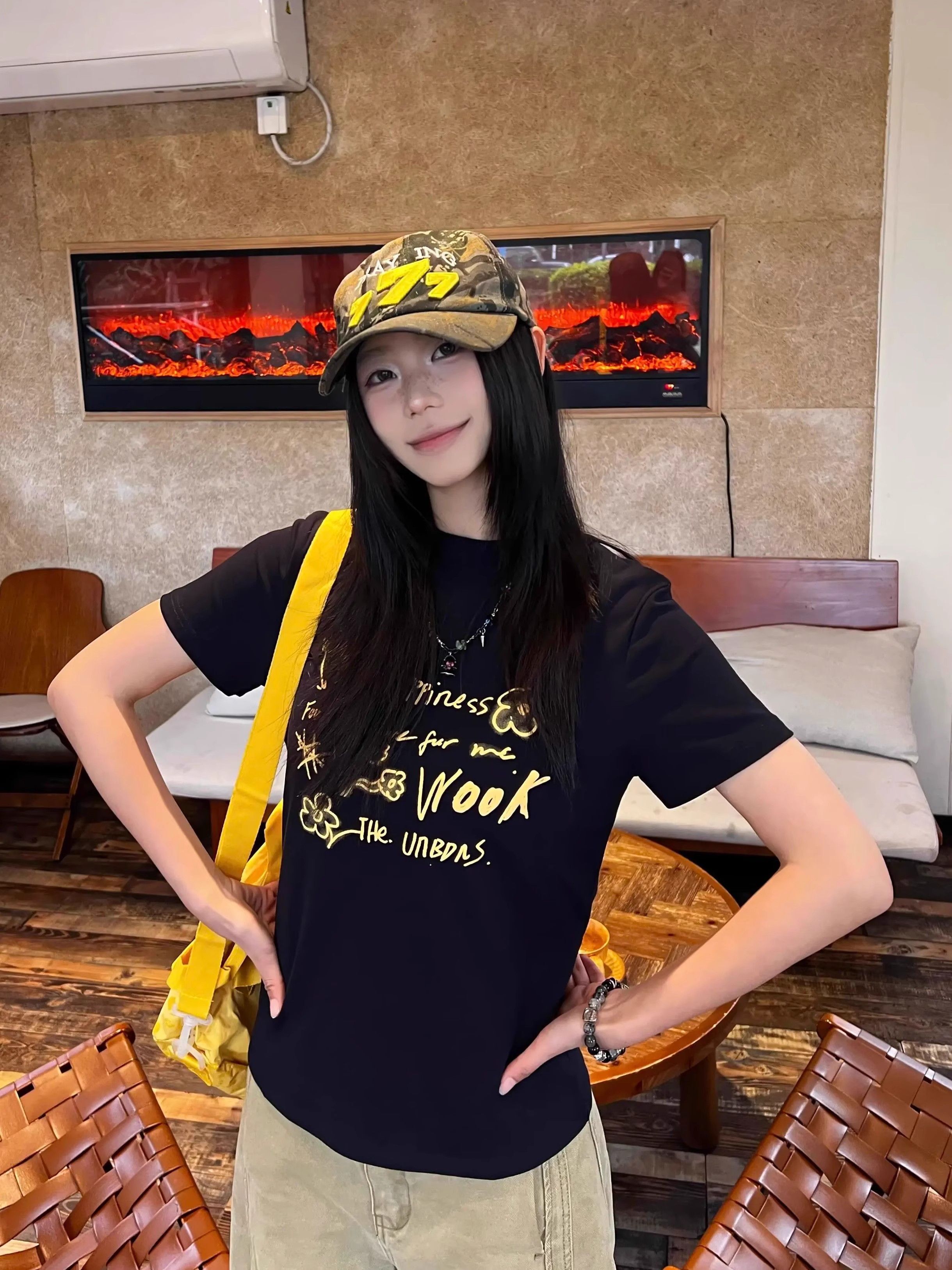 【1*1纯棉 常规款】印花正肩常规短袖 高弹力新款夏季修身显