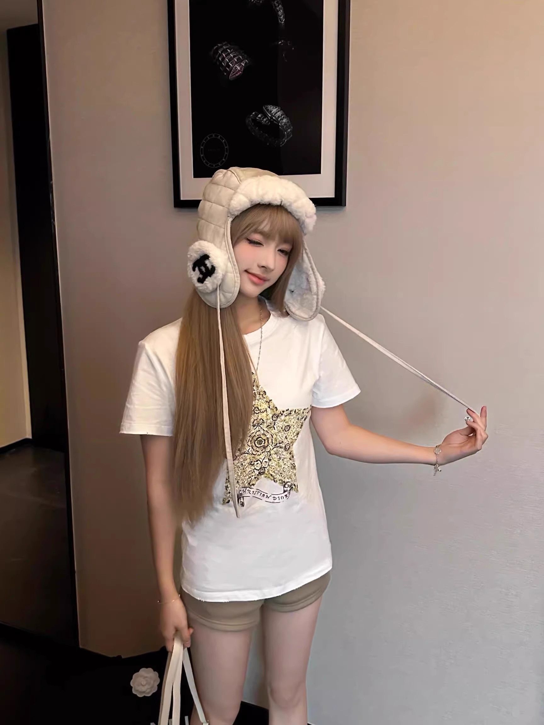 【1*1纯棉 常规款】印花正肩常规短袖 高弹力新款夏季修身显