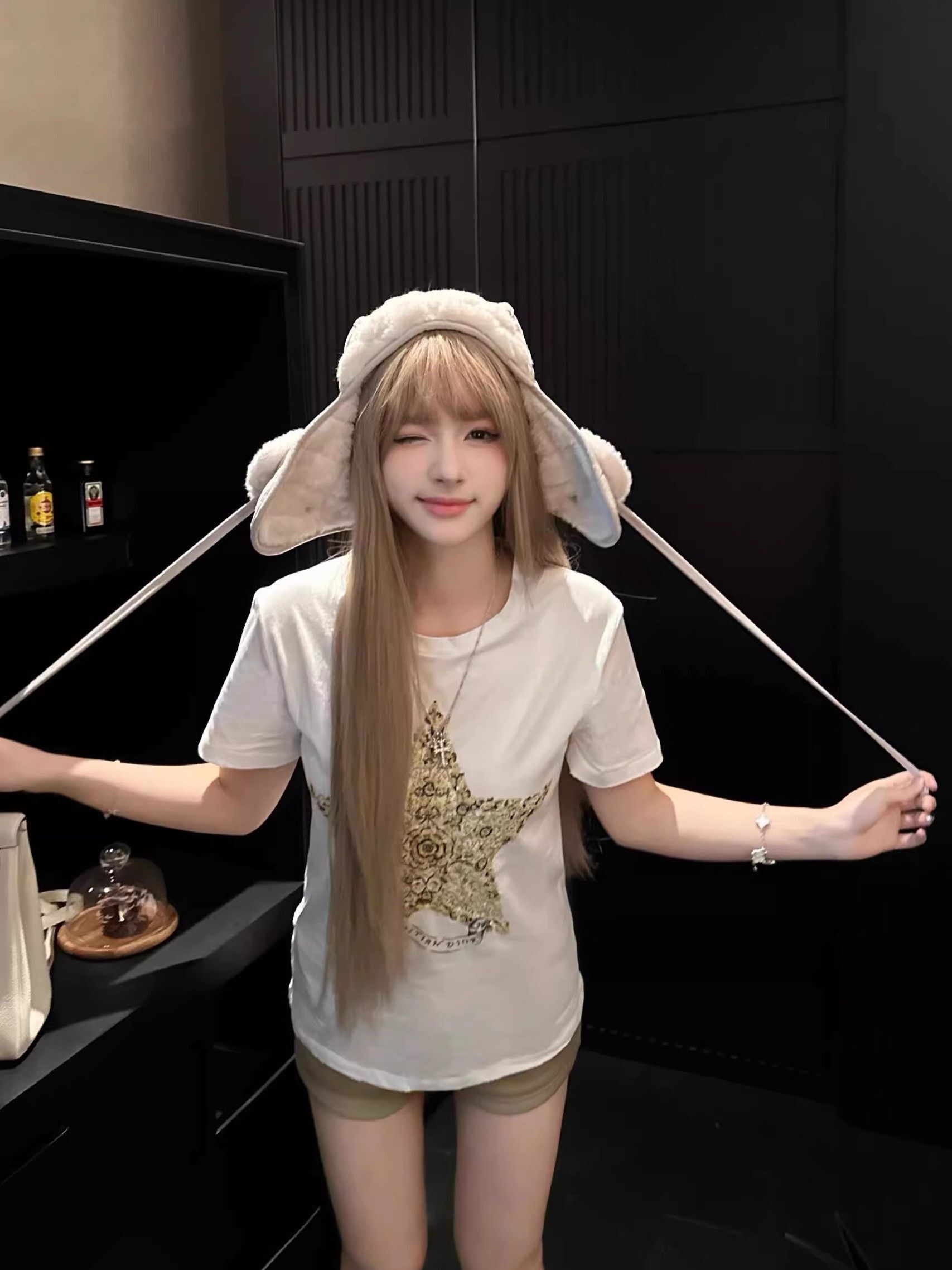 【1*1纯棉 常规款】印花正肩常规短袖 高弹力新款夏季修身显