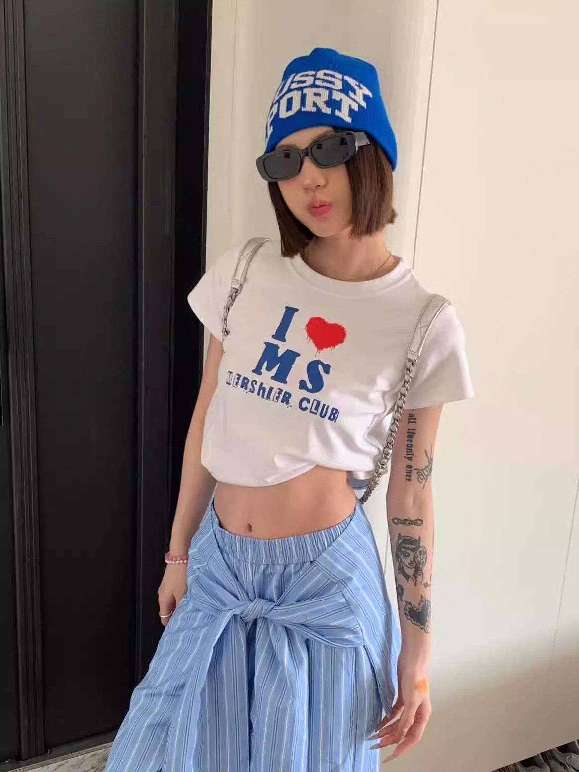 【1*1纯棉 常规款】印花正肩常规短袖 高弹力新款夏季修身显