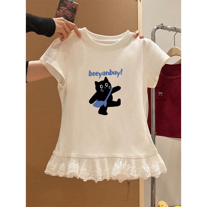 甜辣妹蕾丝花边短袖t恤女装夏季新款纯欲内搭叠穿打底衫上衣 甜辣妹蕾丝花边短袖t恤女装夏季新款纯欲内搭叠穿打底衫上衣