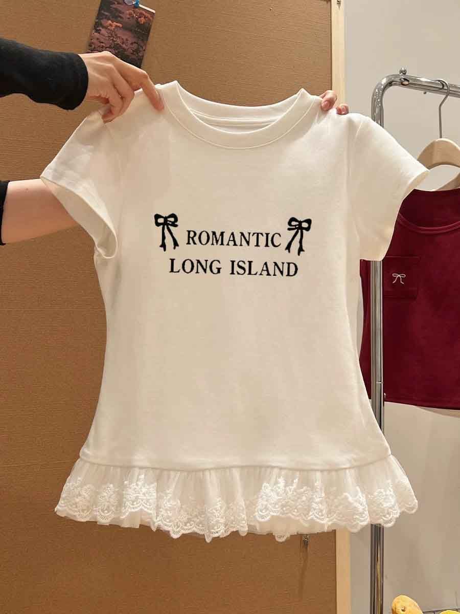 甜辣妹蕾丝花边短袖t恤女装夏季新款纯欲内搭叠穿打底衫上衣 甜辣妹蕾丝花边短袖t恤女装夏季新款纯欲内搭叠穿打底衫上衣