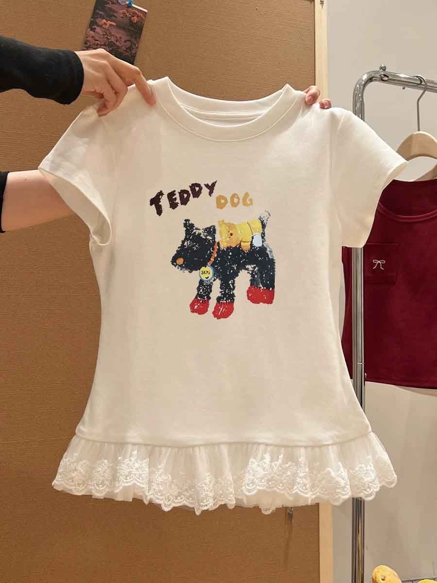 甜辣妹蕾丝花边短袖t恤女装夏季新款纯欲内搭叠穿打底衫上衣 甜辣妹蕾丝花边短袖t恤女装夏季新款纯欲内搭叠穿打底衫上衣