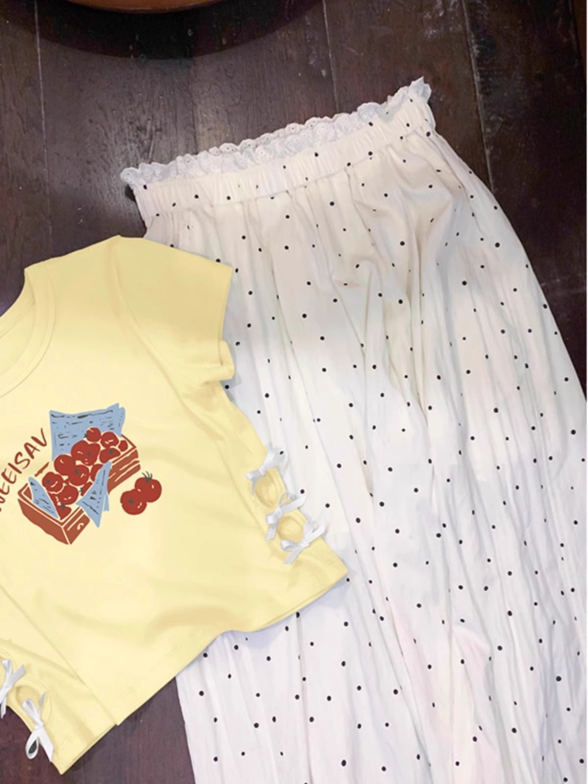 纯棉220克92棉 8氨纶印花镂空蝴蝶结短袖T恤女