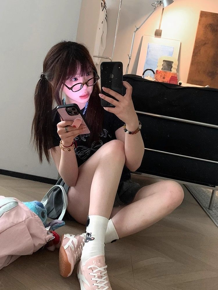 【1*1纯棉 常规款】印花正肩常规短袖 高弹力新款夏季修身显