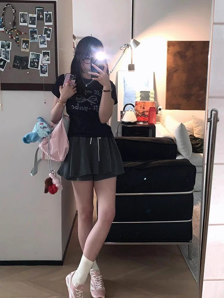 【1*1纯棉 常规款】印花正肩常规短袖 高弹力新款夏季修身显