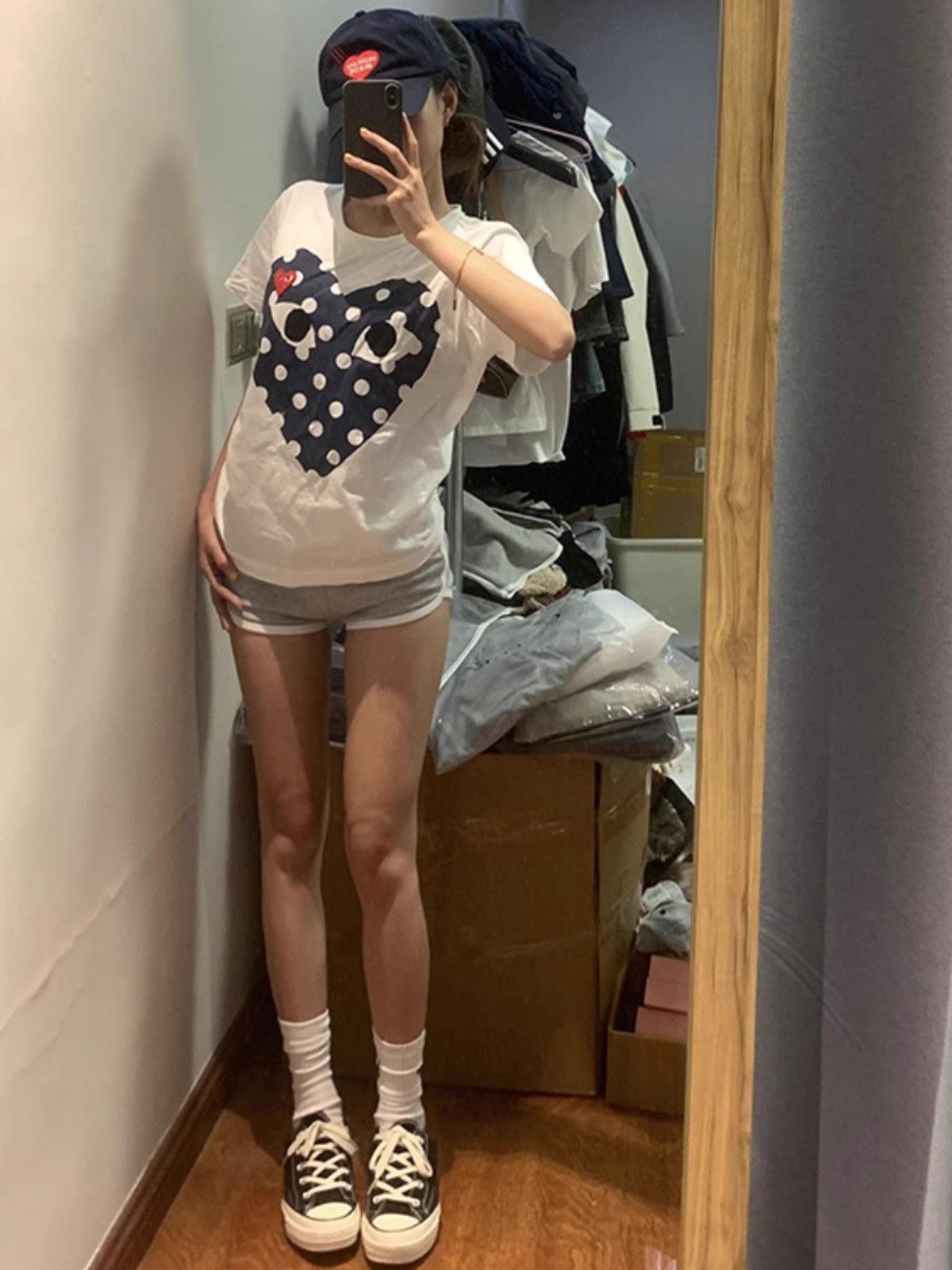 【1*1纯棉 常规款】印花正肩常规短袖 高弹力新款夏季修身显