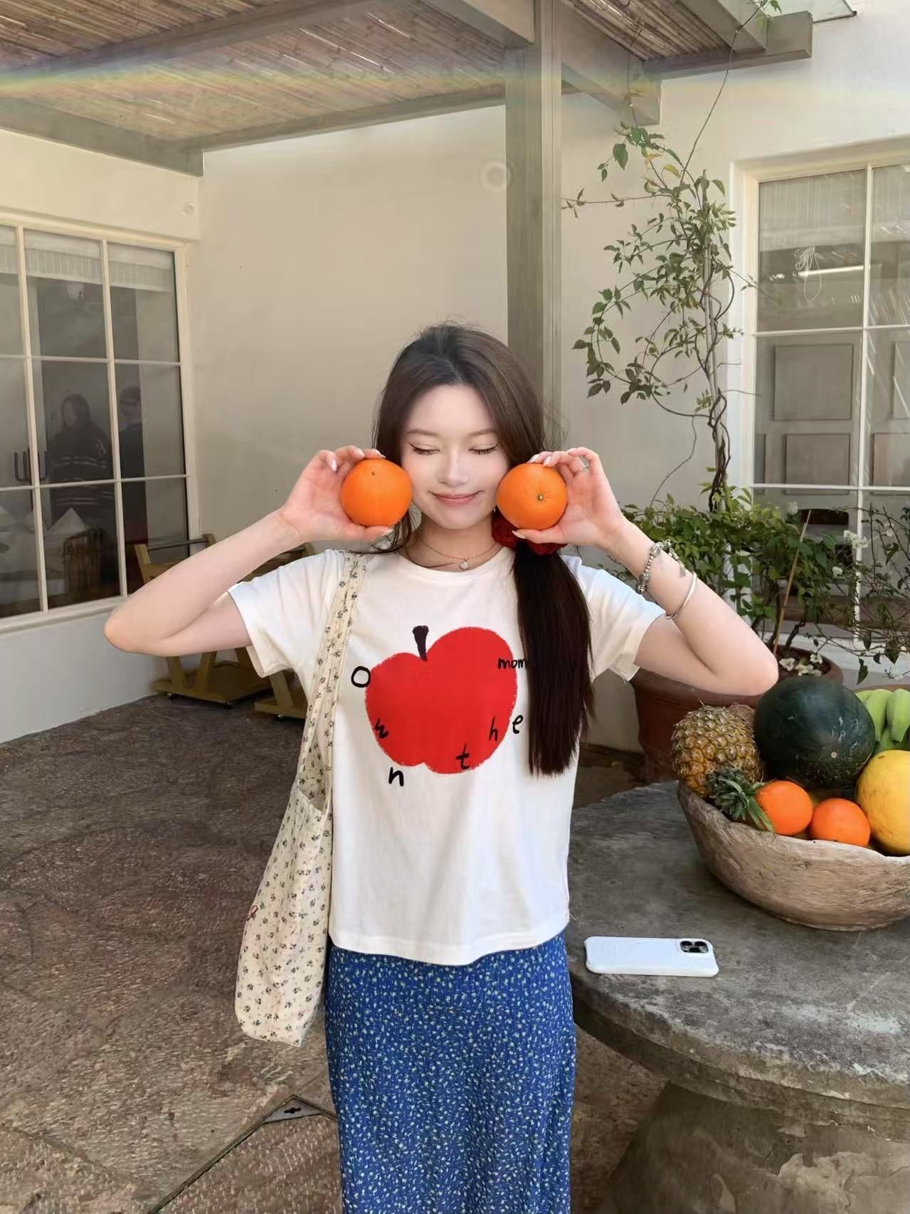 【1*1纯棉 常规款】印花正肩常规短袖 高弹力新款夏季修身显