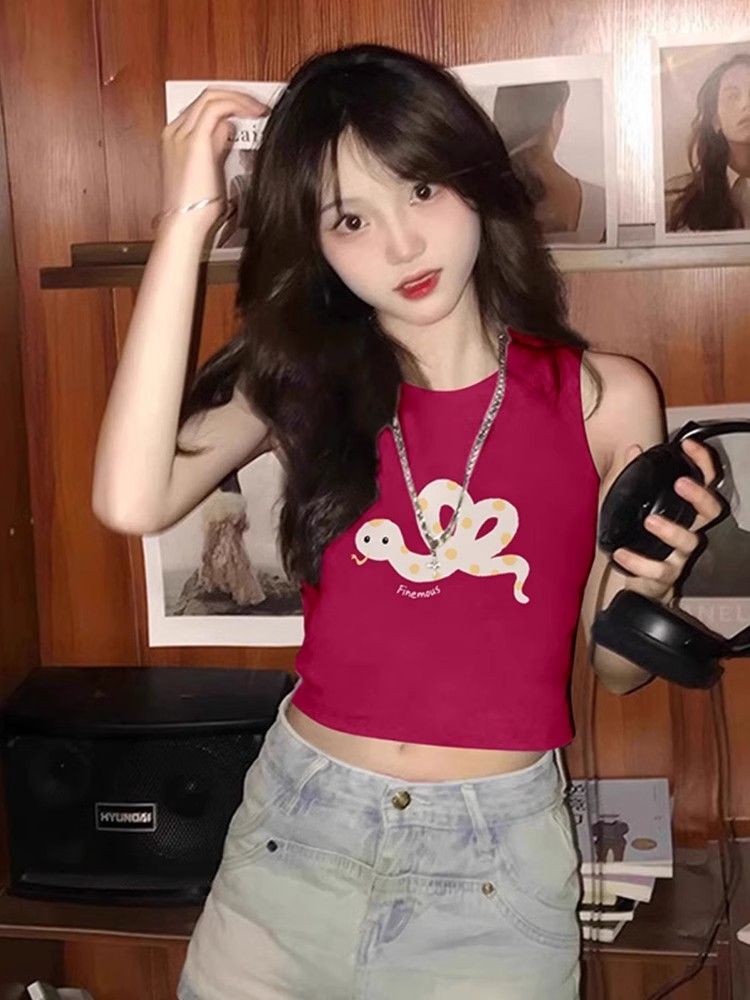 【包肩包领】夏日多巴胺穿搭无袖t恤美式短款辣妹修身显瘦小背心 【包肩包领】夏日多巴胺穿搭无袖t恤美式短款辣妹修身显瘦小背心