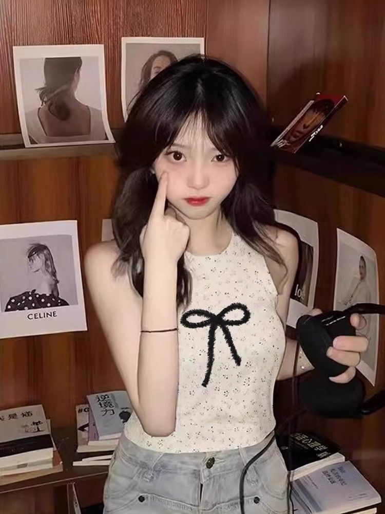 【包肩包领】夏日多巴胺穿搭无袖t恤美式短款辣妹修身显瘦小背心