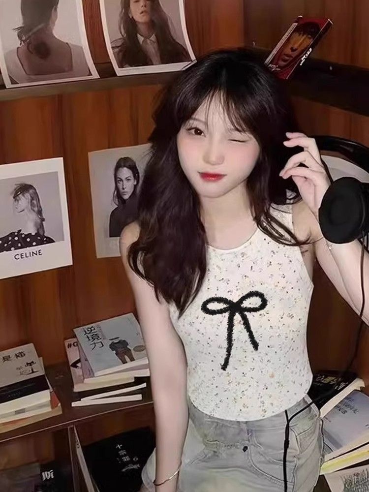 【包肩包领】夏日多巴胺穿搭无袖t恤美式短款辣妹修身显瘦小背心