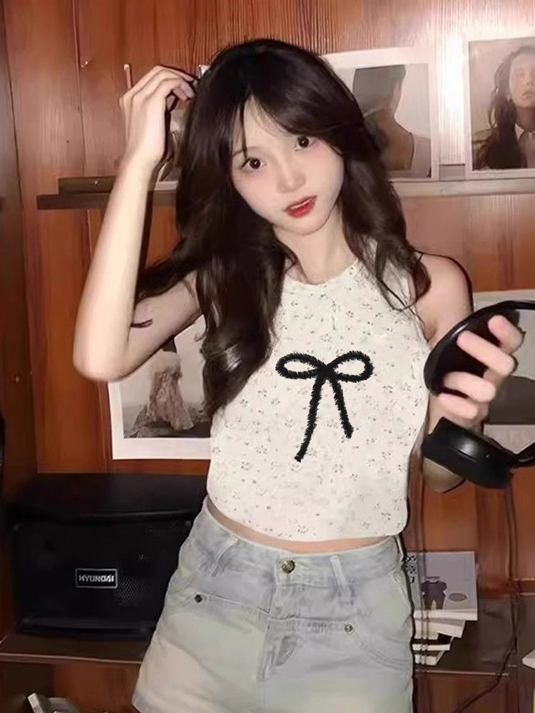 【包肩包领】夏日多巴胺穿搭无袖t恤美式短款辣妹修身显瘦小背心