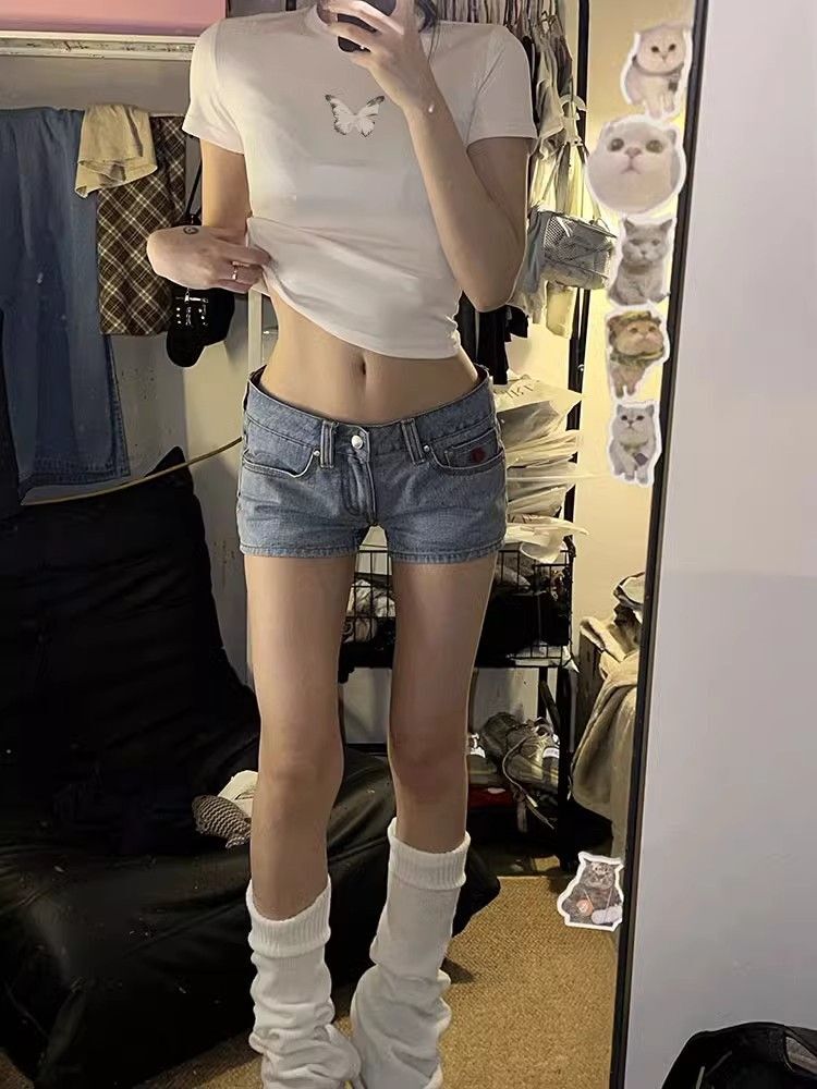 【包肩包领】夏日多巴胺穿搭恤美式短款辣妹修身