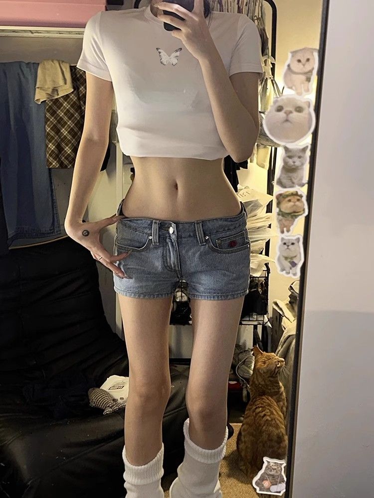 【包肩包领】夏日多巴胺穿搭恤美式短款辣妹修身