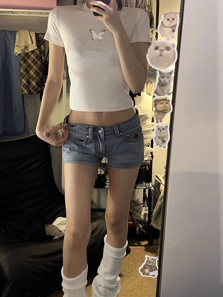 【包肩包领】夏日多巴胺穿搭恤美式短款辣妹修身