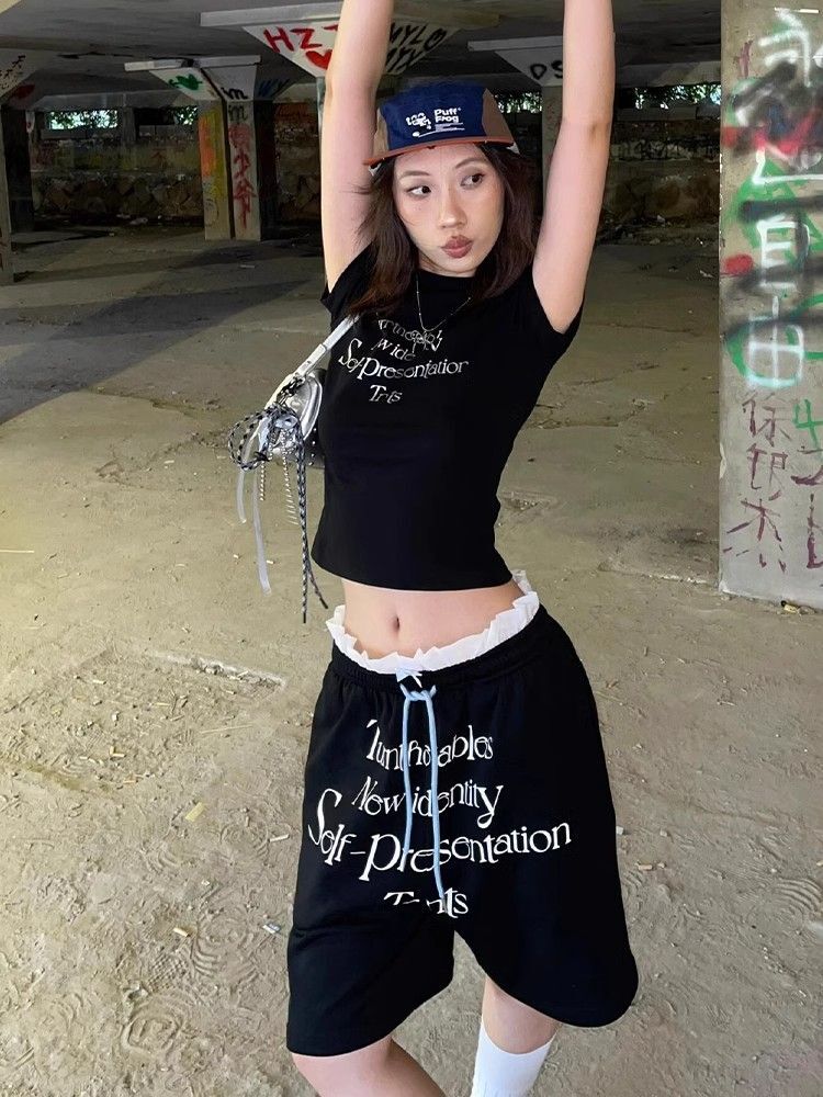 【包肩包领】夏日多巴胺穿搭恤美式短款辣妹修身