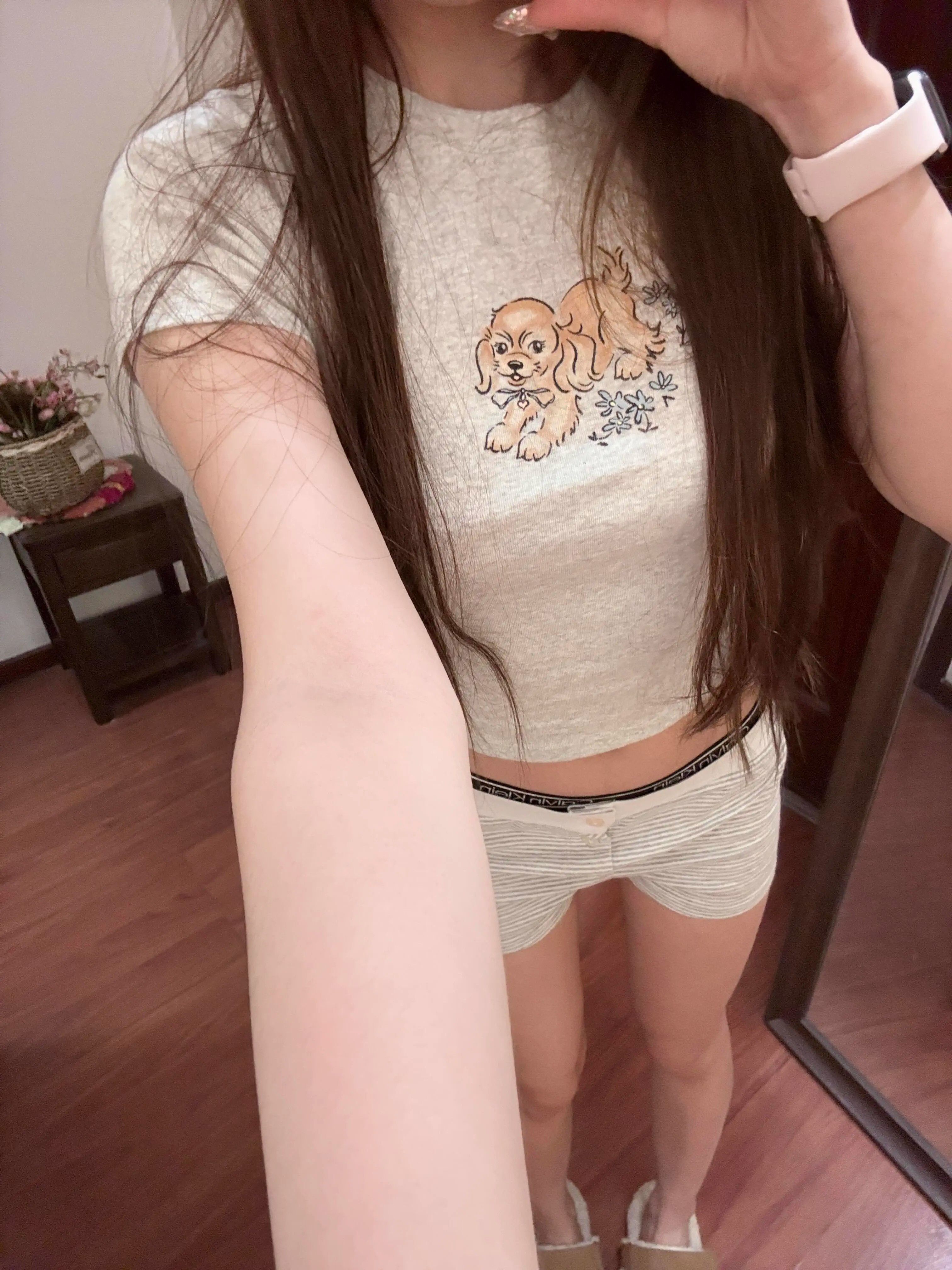 1*1纯棉 高弹力新款夏季短袖短款搭配高腰裤修身显瘦洋气上衣