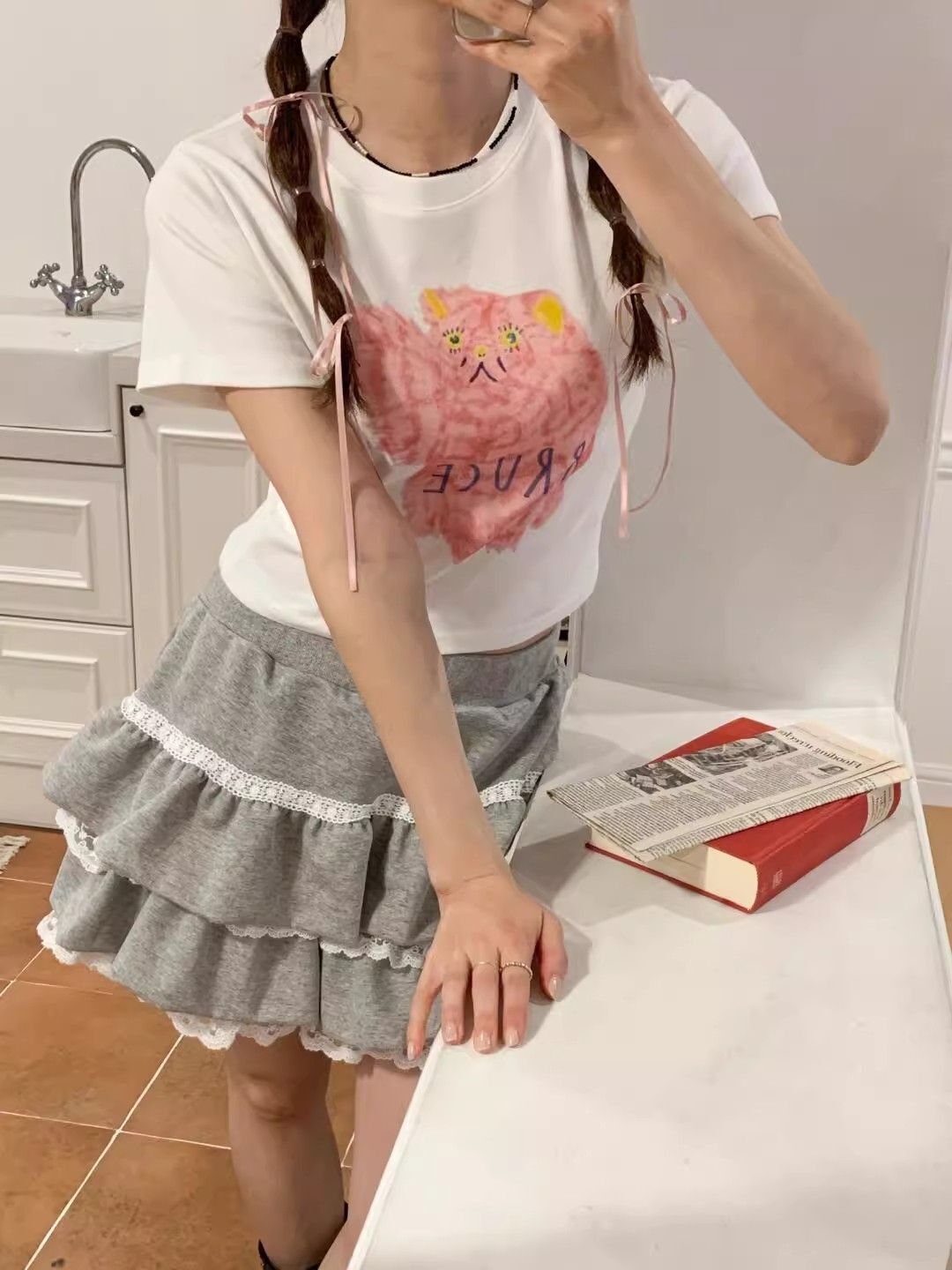 1*1纯棉 高弹力新款夏季短袖短款搭配高腰裤修身显瘦洋气上衣