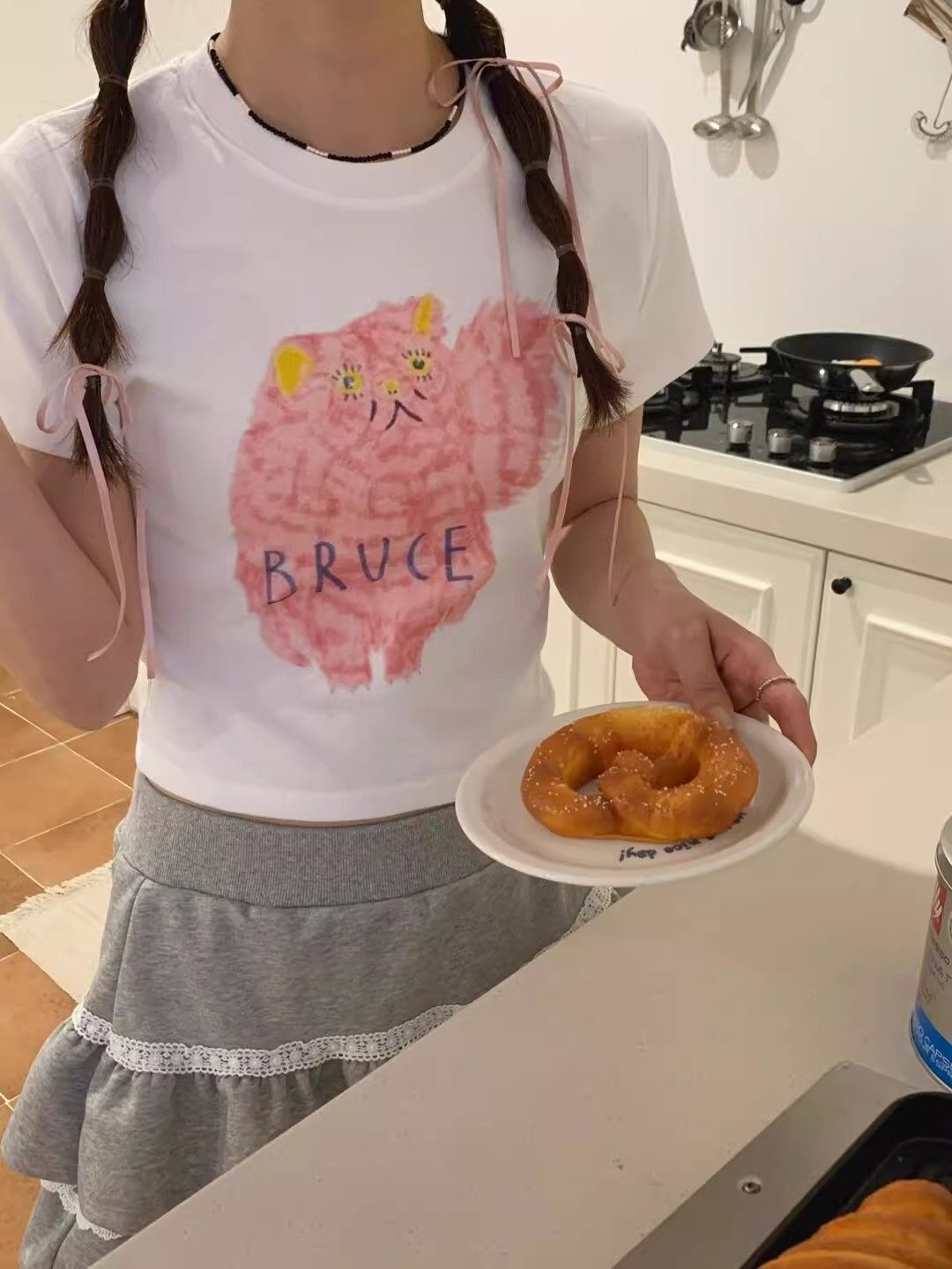 1*1纯棉 高弹力新款夏季短袖短款搭配高腰裤修身显瘦洋气上衣