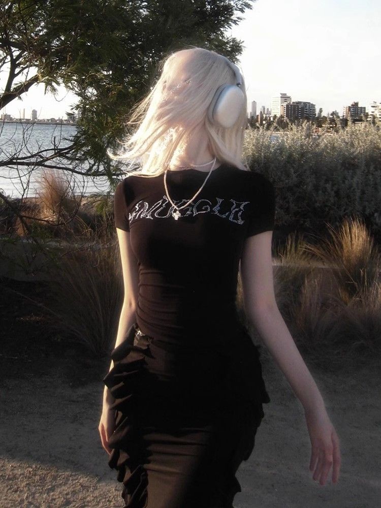 【1*1纯棉 常规款】印花正肩常规短袖 高弹力新款夏季修身显