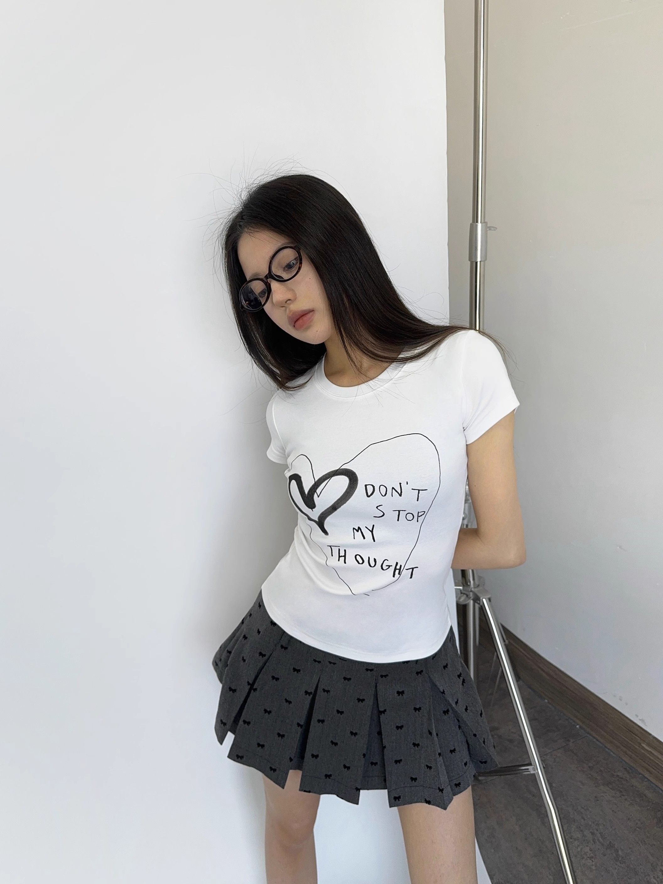 【1*1纯棉 常规款】印花正肩常规短袖 高弹力新款夏季修身显