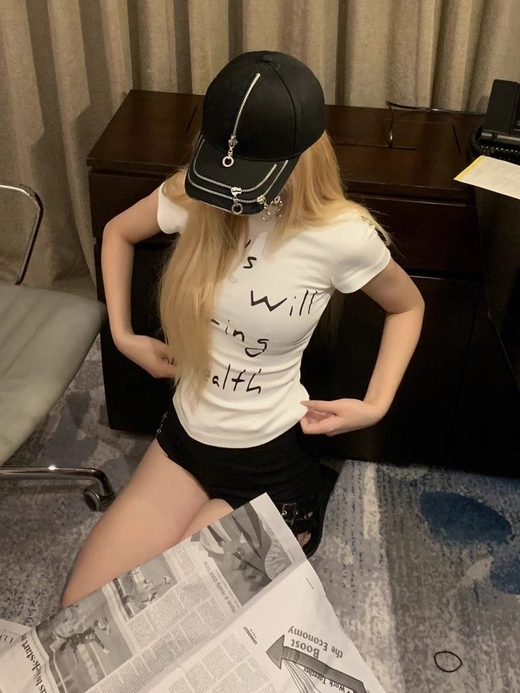 【1*1纯棉 常规款】印花正肩常规短袖 高弹力新款夏季修身显