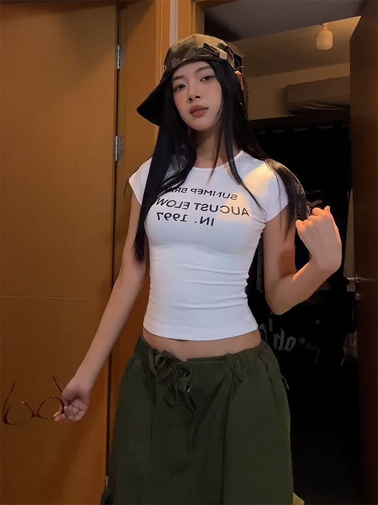 【1*1纯棉 常规款】印花正肩常规短袖 高弹力新款夏季修身显 【1*1纯棉 常规款】印花正肩常规短袖 高弹力新款夏季修身显